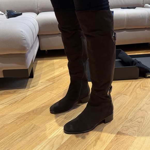Le Pepe Italian brown suede leather over the knee boots Camoscio Fondente NEW - Picture 2 of 13